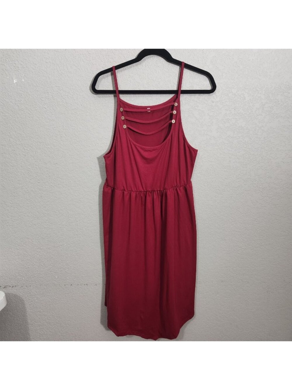 Sundress Sleeveless Red Womens Button Babydoll Elastic Waist 2XL